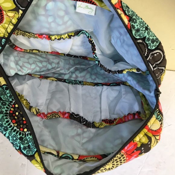 VERA BRADLEY Floral Cotton Satchel Bag Travel Purse Cosmetic Pockets Duffle Zip - Picture 7 of 12
